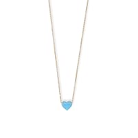 14ct Gold Plated 925 Sterling Silver 16 Inch + 2 Inch Simulated Opal Love Heart Necklace 16+2 Inch 9mm X 10mm Jewelry for Women