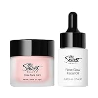 Rose Glow Dry Skin Duo Combo Pack of 2 | Facial Care pack includes Rose Glow Face Balm 2.03 oz and Rose Glow Facial Oil 0.6 Fl. Oz | Paraben Free, Toxin Free, Vegan Skincare
