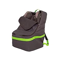J.L. Childress Ultimate Backpack Padded Car Seat Travel Bag, Grey with Lime Trim, Grey/Lime Green