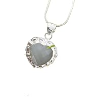 Handmade 925 Sterling Silver Gorgeous Heart Chalcedony Pendant With Chain Jewelry