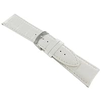 28mm Morellato White Alligator Grain Padded Genuine Leather Mens Watch Band 3395