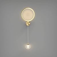 Modern LED Brass Wall Light, Ring Decorative Lighting Wall Sconces with Acrylic Lighting Strip Wall Lamp 18W Copper Wall Lamps for Bedroom, Living Room, Hallway, Kitchen