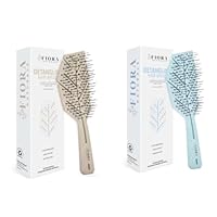 Detangler Brush by Fiora Naturals - 100% Bio-Friendly Detangling brush w/Ultra-Soft Bristles - Glide Through Tangles with Ease, For Curly, Straight, Black Natural, Women, Men, Kids (Beige & Blue)