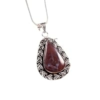 925 Sterling Silver Multi Color Lace Agate Gemstone Pendant With Chain Gift Jewelry