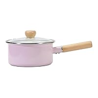 Bestco NQ-0112 Carino Saucepan, Enamel, 7.1 inches (18 cm), Pink with Glass Lid, IH Compatible with All Heat Sources