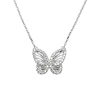 Animas Jewels 0.80 Ct Round Cut VVS1 Diamond Butterfly Pendant 18