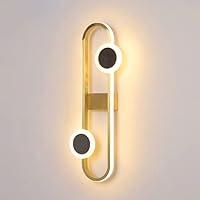 LED Indoor Wall Lights Warm White 3000K Modern Wall Lamp, Oval Shape Wall Lights Copper + Acrylic Bedroom Wall Light Sconce Staircase Hallway Wall Mounted Light