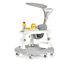 Baby Walker with Wheels Step Car with Toys Music Rocking Horse Foldable Pedal Brake Baby Learning Walking Assistant6-18M
