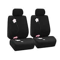 FH Group Automotive Car Seat Cover Floral Front Pair Set Seat Covers, Airbag Compatible Easy to Install – Universal Fit for Cars Trucks & SUVs (Black) FB053102