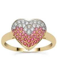 K Gallery 1.00 Ctw Round Cut Sapphire & Diamond Wedding Engagement Heart Ring 14K Yellow Gold Finish For Women's And Girls