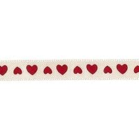 Cotta 78729 Ribbon, Heart, Cream Fabric, 0.4 in x 16.4 ft (9 mm x 5 m), Cream, 0.3 in x 16.4 ft (