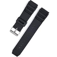 Black Sports Diving Rubber Watch Strap for 18mm 20mm 22mm Men Silver Stainless Steel Buckle Replacement Silicone Watchband (Size : 22mm)
