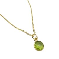 Peridot Necklace, 18K Gold Plated Jewelry, Wife Gift, Personalized Round Necklace, August Birthstone Necklace, Bridesmaid Jewelry, Mom Gift By CHARMSANDSPELLS