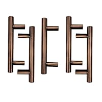 Adonai Hardware 3 Inch Centers Tahan Pure Solid Brass T Bar Cabinet Pull/Handle (Supplied as 5 Pieces per Pack) - Antique Copper