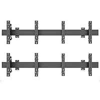 2x2 Video Wall Pop Out Mounting System Horizontal Rails Four Fixed Displays with with Micro Adjustment Arms Vesa Universal TV Television Monitors Modular