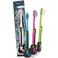 SmileGoods Y333 Rock'n Smile Guitar Youth Toothbrush, 33 Tuft, Soft Bristle, With Guitar Shaped Grip, 72 Individually Packaged Premium Toothbrushes, Assorted Colors, Bulk Pack of 72