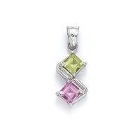 925 Sterling Silver Peridot and Created Pink Sapphire Pendant Necklace Jewelry Gifts for Women