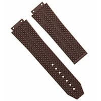 Ewatchparts 25MM RUBBER WATCH STRAP BAND CLASP COMPATIBLE WITH HUBLOT 44-44.5-45MM H BIG BANG BROWN