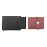 Black & Brown Synthetic Leather Bi Fold Men's Wallet Pack of 2