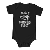 Nan's Drinking Buddy Color Infant Bodysuit, Funny Baby Shower Newborn Gift, Pregnancy Reveal Onesie Present, Mother's Day, Unisex (6M, Short Sleeve, Orange)