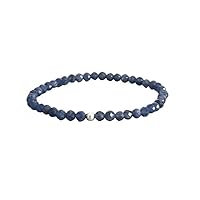 4mm Dainty Raw Sapphire Bracelet for Women, Men | Natural Blue Sapphire Jewelry | September Birthstone Bracelet - CHIK-BRACE-4865
