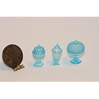 Dollhouse Miniature Chrysnbon Set of 3 Blue Candy Jars