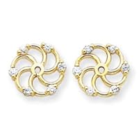 14 Karat Yellow Gold 0.048 Carat Total Weight Round Diamond Earring Jackets