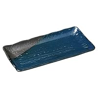 Blue Glaze Coloring Aka Mackerel Plate [13.0 x 6.5 x 0.8 inches (33 x