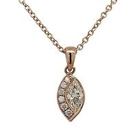 1.00Ct Marquise VVS1/D Diamond Eye Shape Pendant Jewelry Gift 14K Rose Gold Over