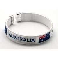 Australia White Country Flag Flexible Adult C Bracelet Wristband... 2.5 Inches in Diameter X .5 Inches Wide ... New