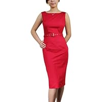 Womens Belted Basic Pencil Dress