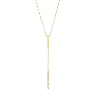14k Gold 0.12 Dwt Diamond Double Bar Lariat Necklace 18 Inch Jewelry for Women in White Gold Yellow Gold