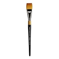 KINGART Premium Original Gold 9550-1 WASH/Glaze Series Artist Brush, Golden Taklon Synthetic Hair, Short Handle, for Acrylic, Watercolor, Oil and Gouache Painting, Size 1
