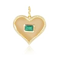 Beautiful Heart Emerald Diamond 925 Sterling Silver Charm Pendant,Designer Heart Silver Diamond Emerald Charm Pendant,Handmade Pendant Jewelry,Gift