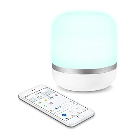 WiZ WiFi connected smart LED Hero table lamp. White color. Dimmable, 64,000 shades of white, 16 million colors. Compatible with Alexa and Google Home.