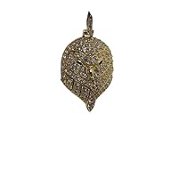 1.10 CT Round Cut Pave Set VVS1 Diamond Owl Bird Statement Charm Pendant for Wedding Day Gift in 14K Yellow Gold Over Sterling Silver