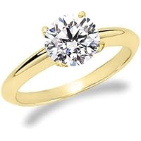 0.85 ctw Round Cut Natural Earth Mined Diamonds Solitaire Engagement Ring 14k Yellow Gold