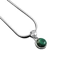 Handmade 925 Sterling Silver Natural malachite Pendan necklace Gift For Her