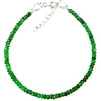 Kashish Gems & Jewels 4 mm Emerald Jade Pearl Necklace, Emerald Faceted Rondelle Bead Chain, Green Necklace, May Birthstone Necklace, Birthday/Mother's Day Gift, Gemstone