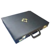Masonic Regalia MM/WM Mason Apron Hard Case/Briefcase with Yellow Compass (Leather, GRAND CASE)
