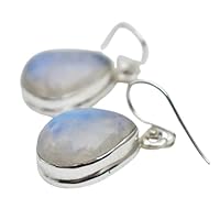 925 sterling silver teardrop rainbow moonstone dangle earring amazing gift wedding jewelry