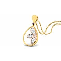 Round Cut Created Diamond Flower 925 Sterling Silver 14K Two Tone Gold Finish Pendant Necklace for Women's & Girl's
