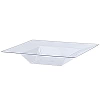 Lillian Tablesettings Plastic Bowl-12 oz | Clear Squares Dinner | Pack of 10 Party Bowls, 12 oz