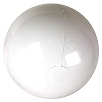 16-Inch Deflated Size Solid White Beach Ball - Inflatable to 12-Inches Diameter