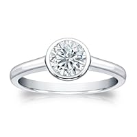 0.75 ct. tw Round Natural Diamond Solitaire Ring In 14k Gold ,Bezel (H-I, SI1-SI2)