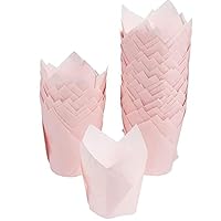 Leqi Baking Cups 100 Count Natural Cupcake Muffin Paper Liners Grease-Proof Wrappers for Wedding Birthday Christmas Party Baby Shower Anniversaries All Festivals (Pink)
