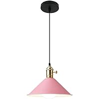Chandeliers,E27 Single Head Colored Chandelier,Nordic Modern Hanging Lamp,Creative Retro Iron Light,Industrial Style Fixture,Living Room Bedroom Ceiling/Pink