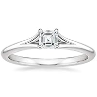 1/4 Carat 3.50 MM Asscher Cut Diamond Solitaire Engagement Wedding Ring In 14K White Gold Plated 925 Sterling Silver