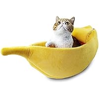 Pet Cat Bed House Cute Banana, Warm Soft Punny Dogs Sofa Sleeping Playing Resting Bed, Lovely Pet Supplies for Cats Kittens, Medium