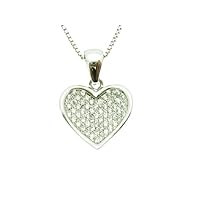 925 Sterling Silver Finish Round Cut Diamond Set Micro Pave Heart Pendant